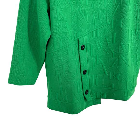 NEW NWT Ali Miles Sz Small Green Alphabet Teacher Wearable Art Blouse Shirt Top - Picture 5 of 6